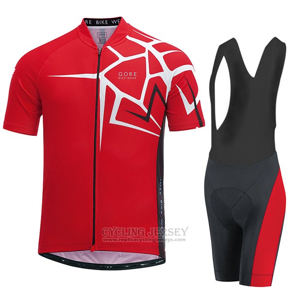 2017 Cycling Jersey Gore Bike Wear Power Adrenaline Red Short Sleeve and Bib Short